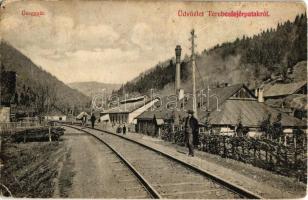 1913 Terebesfejérpatak, Terebes (Trebusa), Dilove; Üveggyár, vasúti sínek. Kiadja Kaufmann Ábr. és fiai / glassworks, industrial railway line (fa)