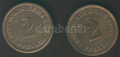 Német Birodalom / Császárság 1874A 2Pf + 1875A 2Pf T:3+
