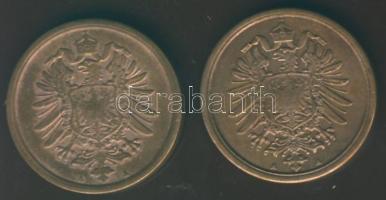 Német Birodalom / Császárság 1874A 2Pf + 1875A 2Pf T:3+