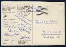 1976 A Montreali olimpiai bajnok magyar vizilabdázók által aláírt képeslap