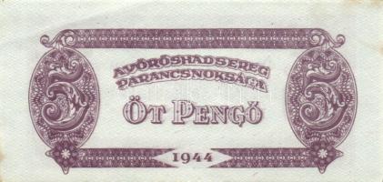 1944. 5P "V.H." (5x) benne erős nyomási elcsúszások T:I- (3x), II+ (2x)
