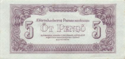 1944. 5P "V.H." (5x) benne erős nyomási elcsúszások T:I- (3x), II+ (2x)