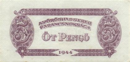 1944. 5P "V.H." (5x) benne erős nyomási elcsúszások T:I- (3x), II+ (2x)