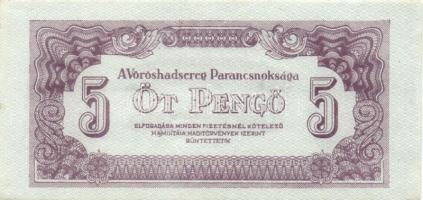 1944. 5P "V.H." (5x) benne erős nyomási elcsúszások T:I- (3x), II+ (2x)
