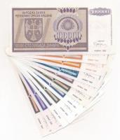 Horvátország / Krajna Szerb Köztársaság 1993. 100.000D + 1.000.000D + 5.000.000D + 10.000.000D + 20....