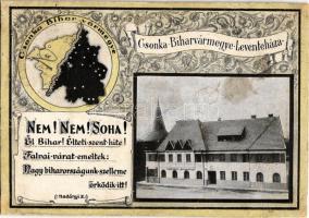 Berettyóújfalu, Csonka-Bihar vármegye Levente háza és saját kiadása. Nem! Nem! Soha! (Nadányi Z.) Art Nouveau irredenta (r)