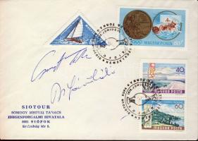 Cservenyák Tibor és Sárosi László olimpiai bajnok vízilabdázók aláírása olimpia bélyeges borítékon