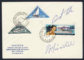 Cservenyák Tibor és Sárosi László olimpiai bajnok vízilabdázók aláírása  borítékon