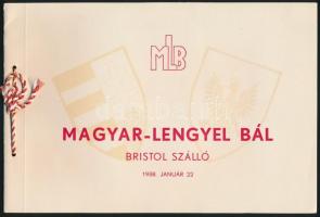 1938 Magyar Lengyel bál szép állapotű meghívó és program zsinorfűzött 24x16 cm 8 p.