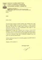 Aján Tamás a Magyar Olimpiai Bizottság főtitkárának aláírása levélen