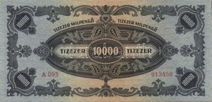 1946. 10.000MP (7x) egymásutáni, ill. kisugrású sorszámokkal T:II+ Csak egyszer hajtva, törve nem!