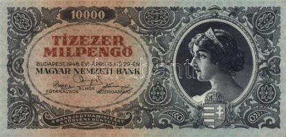 1946. 10.000MP (7x) egymásutáni, ill. kisugrású sorszámokkal T:II+ Csak egyszer hajtva, törve nem!