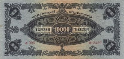 1946. 10.000MP (7x) egymásutáni, ill. kisugrású sorszámokkal T:II+ Csak egyszer hajtva, törve nem!