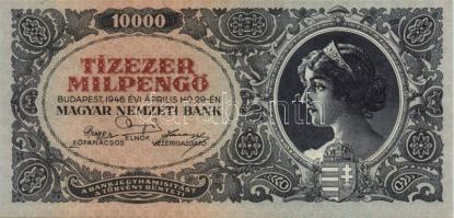 1946. 10.000MP (7x) egymásutáni, ill. kisugrású sorszámokkal T:II+ Csak egyszer hajtva, törve nem!
