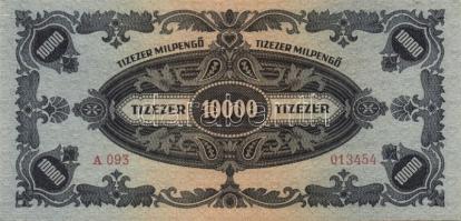 1946. 10.000MP (7x) egymásutáni, ill. kisugrású sorszámokkal T:II+ Csak egyszer hajtva, törve nem!