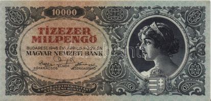 1946. 10.000MP (7x) egymásutáni, ill. kisugrású sorszámokkal T:II+ Csak egyszer hajtva, törve nem!