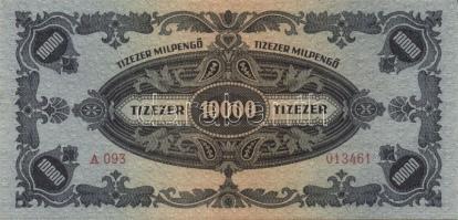 1946. 10.000MP (7x) egymásutáni, ill. kisugrású sorszámokkal T:II+ Csak egyszer hajtva, törve nem!