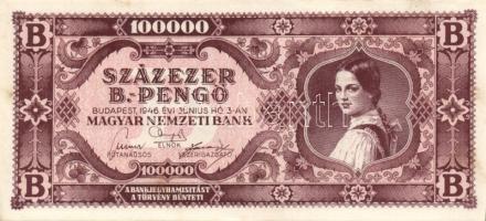 1946. 100.000BP (1x) + 1000.000MP (2x) + 10.000.000MP (2x) Összesen 5db! T:II+ Csak egyszer hajtva, törve nem!