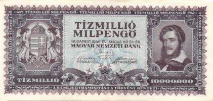 1946. 100.000BP (1x) + 1000.000MP (2x) + 10.000.000MP (2x) Összesen 5db! T:II+ Csak egyszer hajtva, ...