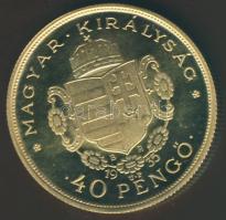 1935. 40P Au "Rákóczi" 11,6g T:P Csak 1000db!