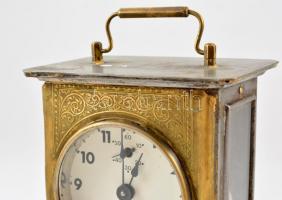 Díszes német utazóóra, működik, m: 18 cm