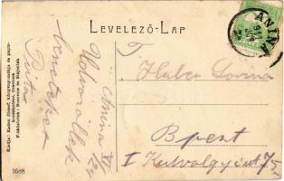 1911 Anina, Stájerlakanina, Steierdorf; Piac tér árusokkal, háttérben a gyár. Kaden József kiadása 9...