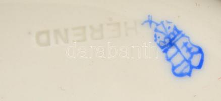 Antik Herendi díszes lábas talapzat, aranyozás kopott, jelzett (festett koronás), d:16 cm (belső: 11...