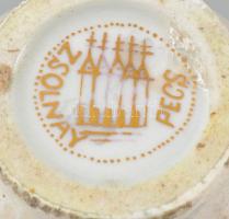 Zsolnay mini váza, kézzel festett, máz hibákkal, jelzett, m:7 cm