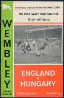 1965 London, Anglia-Magyarország (1:0) labdarúgó mérkőzés meccsfüzete 10p. / Football match programme England-Hungary in London