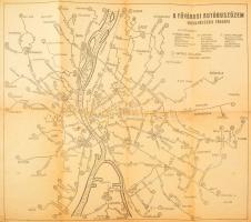 cca 1950-1960 A Fővárosi Autóbuszüzem Vonalhálózati térképe, 35×39 cm