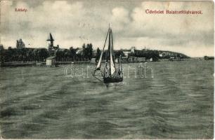 1907 Balatonföldvár, látkép, vitorlás. Gerendai Gyula kiadása (EK)