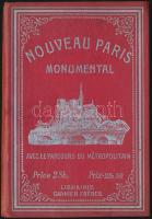 cca 1920 Párizs illusztrált műemléki térképe ezüstözött egészvászon kötésben