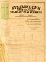Debrecen szabad királyi város szabályozási térképe, kiadja: M. Kir. Állami Térképészet, sérült, 92×8...