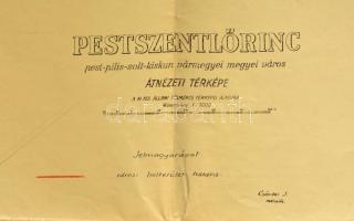 1942 Pestszentlőrinc m. város térképe, készítette: Fővárosi Közmunkák Tanácsa, 112×110 cm