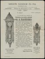 cca 1910-1920 Szigeti Nándor és Fia aranyműves órás, a kereskedelmi és iparkamara szakbecsüsének reklámlapja