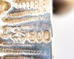 Ezüst (Ag.) fűszertartó, üveg betéttel, kiskanállal, jelzettek, bruttó 71,7 g