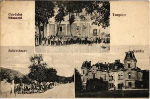 1921 Nézsa, Templom, körmenet, Szövetkezet üzlete, Reviczky kastély (Rb)