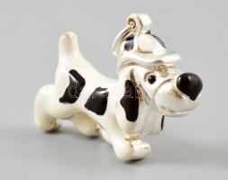 Ezüst(Ag) zománcozott kutyus medál, jelzett, 4×3 cm, bruttó: 8,3 g