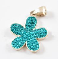 Ezüst(Ag) kék kövekkel díszített medál, jelzett, d: 2 cm, bruttó: 3,1 g