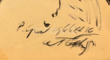 A. Tóth Sándor (1904-1980): Fiú portré, tus, papír, jelzett, üvegezett fa keretben, 29×20,5 cm