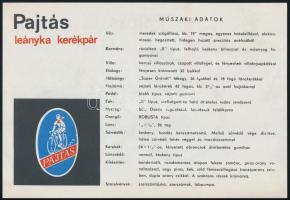 cca 1960 A Csepel Pajtás leányka kerékpár műszaki tájékoztatója