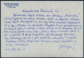 1986 Juba Ferenc ismert tengerész saját kézzel írt levele Ferenczy Bélához + a 14. Torpedónaszád címere fotón