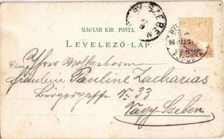 1896 (Vorläufer!) Budapest, Üdvözlet a Milleniumi Kiállításról, Közlekedésügyi és haditengerészeti c...