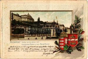 1902 Budapest I. Királyi lak és várbazár. Magyar címeres dombornyomott litho, Emb. (EK)