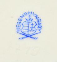 Herendi virágmintás kis tálka, kézzel festett, jelzett, apró kopásokkal, d: 8 cm