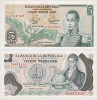 Kolumbia 1980. 5P + 1983. 20P T:I Colombia 1980. 5 Pesos + 1983. 20 Pesos C:UNC Krause 406.f, 409.d