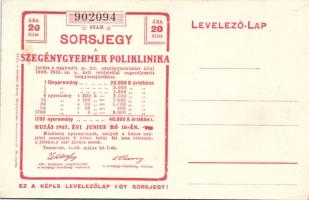1906. Képeslap hátuljára nyomtatott sorsjegy T:I