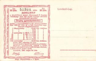 1906. Képeslap hátuljára nyomtatott sorsjegy T:I