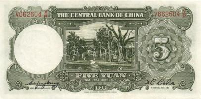 Kína/Köztársaság/Central Bank 1936. 5Y (2x) egymásutáni sorszámmal T:I