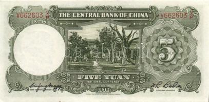 Kína/Köztársaság/Central Bank 1936. 5Y (2x) egymásutáni sorszámmal T:I